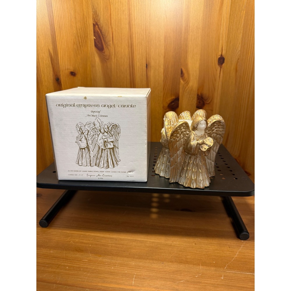 Vintage 1986 Empress Angel Candle Gold Figurine Original Box 4.5"